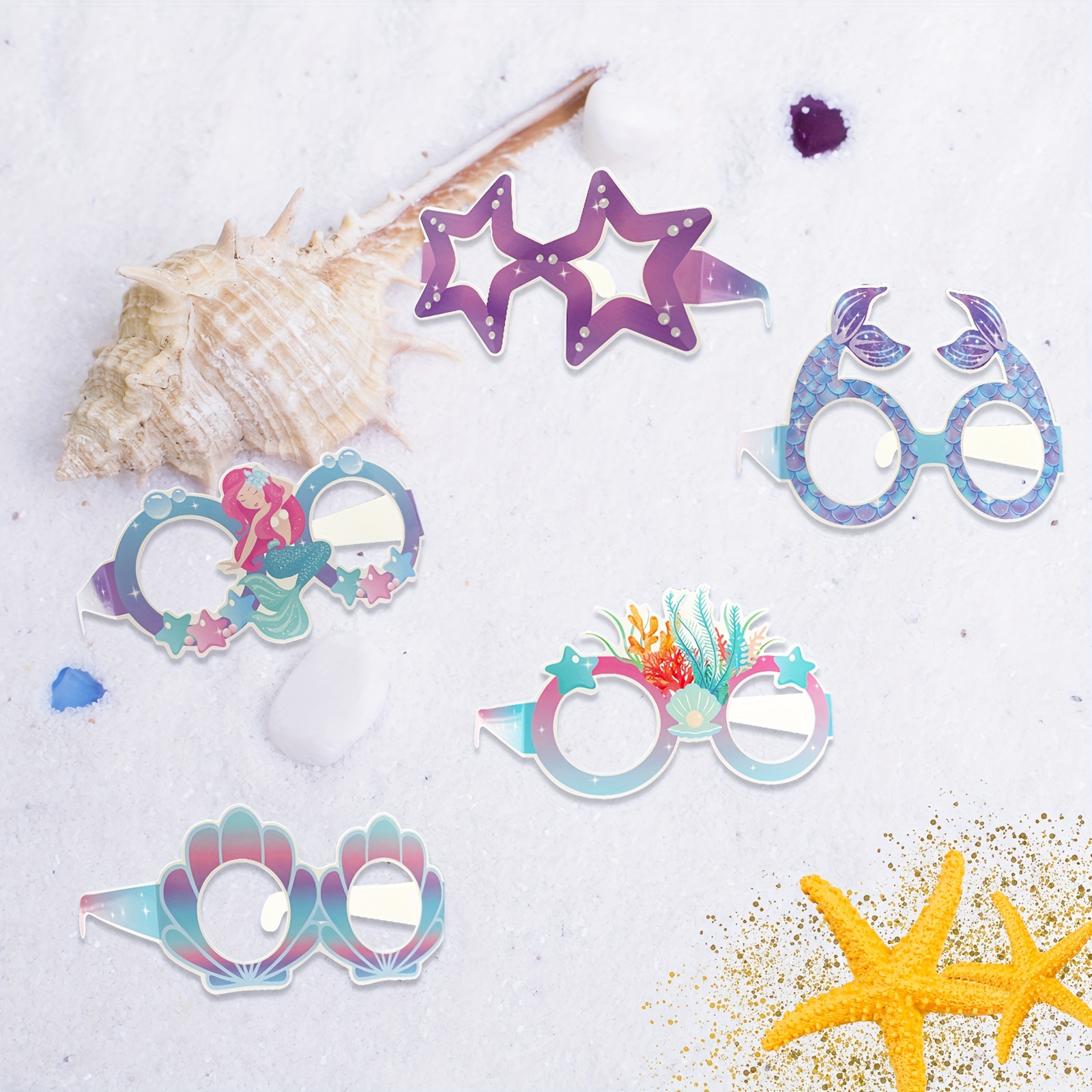 6pcs Little Mermaid Birthday Party Favors Kids Glasses Photo Prop