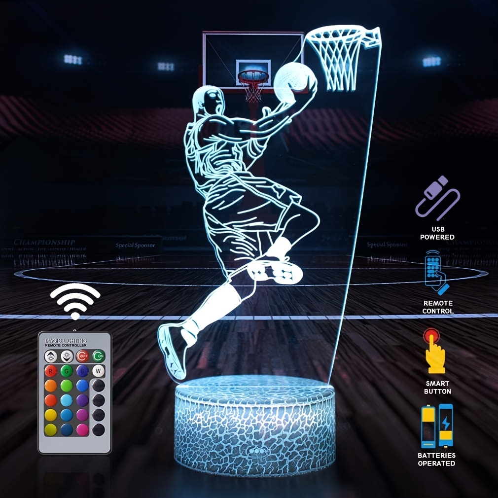 1pc Basketball Man 3D Lamp Night Light with Remote Control