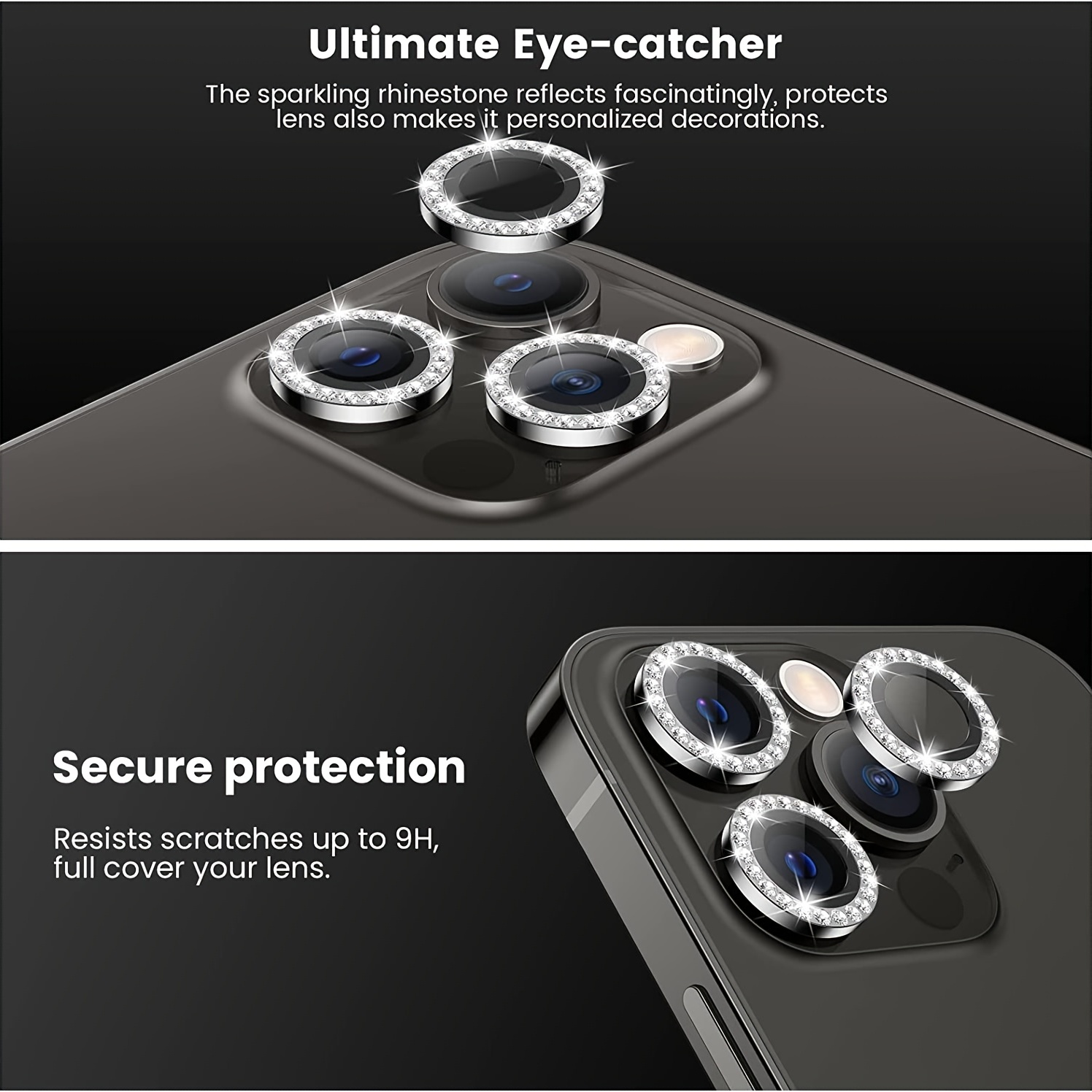 Diamond Camera Lens Protector, Diamond Tempered Glass Camera Cover
