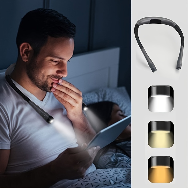 Glocusent Neck Reading Light, Book Light for Reading in Bed at Night,  Rechargeable Neck Light Long Lasting Up to 80+ Hrs, 3 Colours & 6  Brightness Levels, Perfect for Avid Readers 