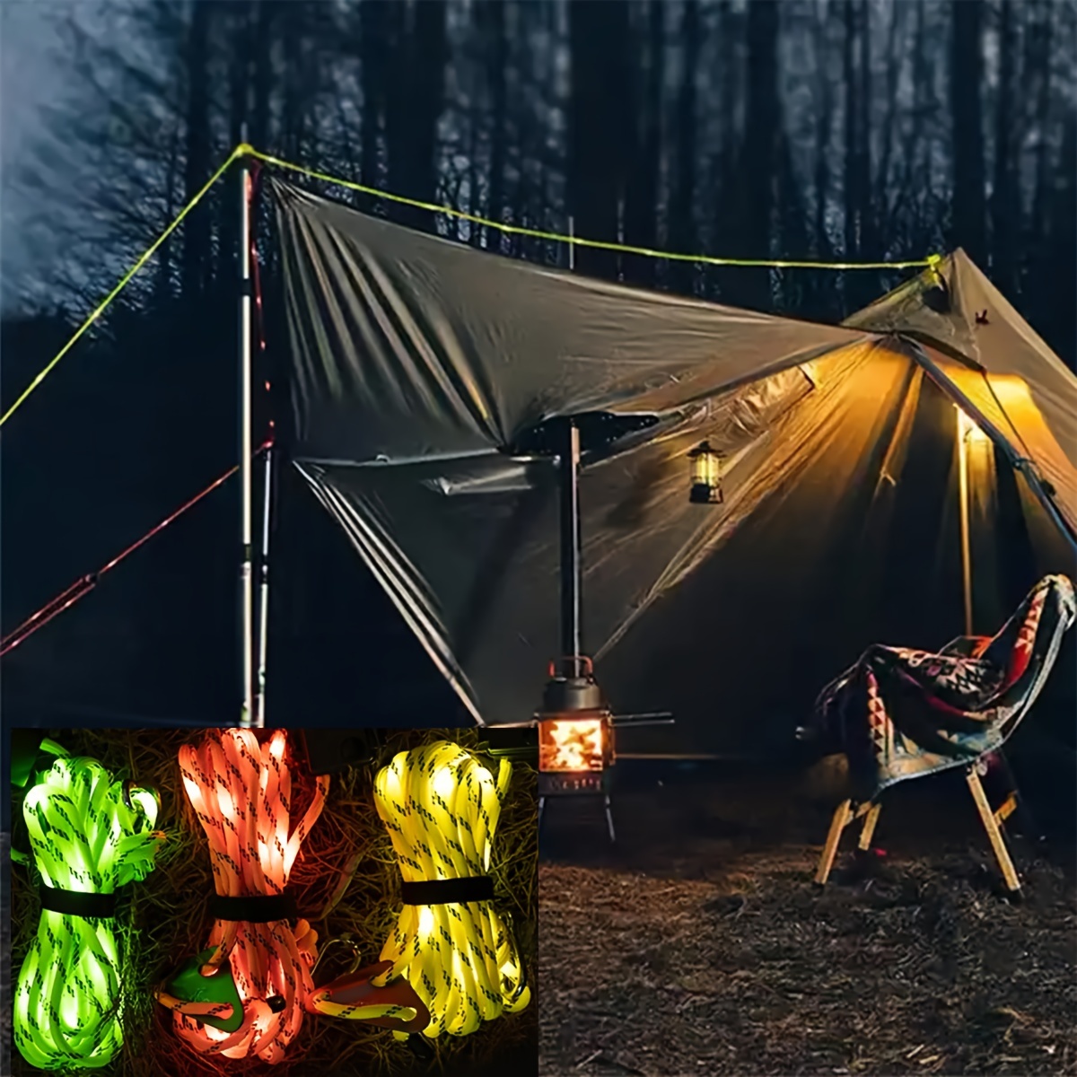 Led Solar Tent Rope Light Awning Wind Rope Outdoor Night Light