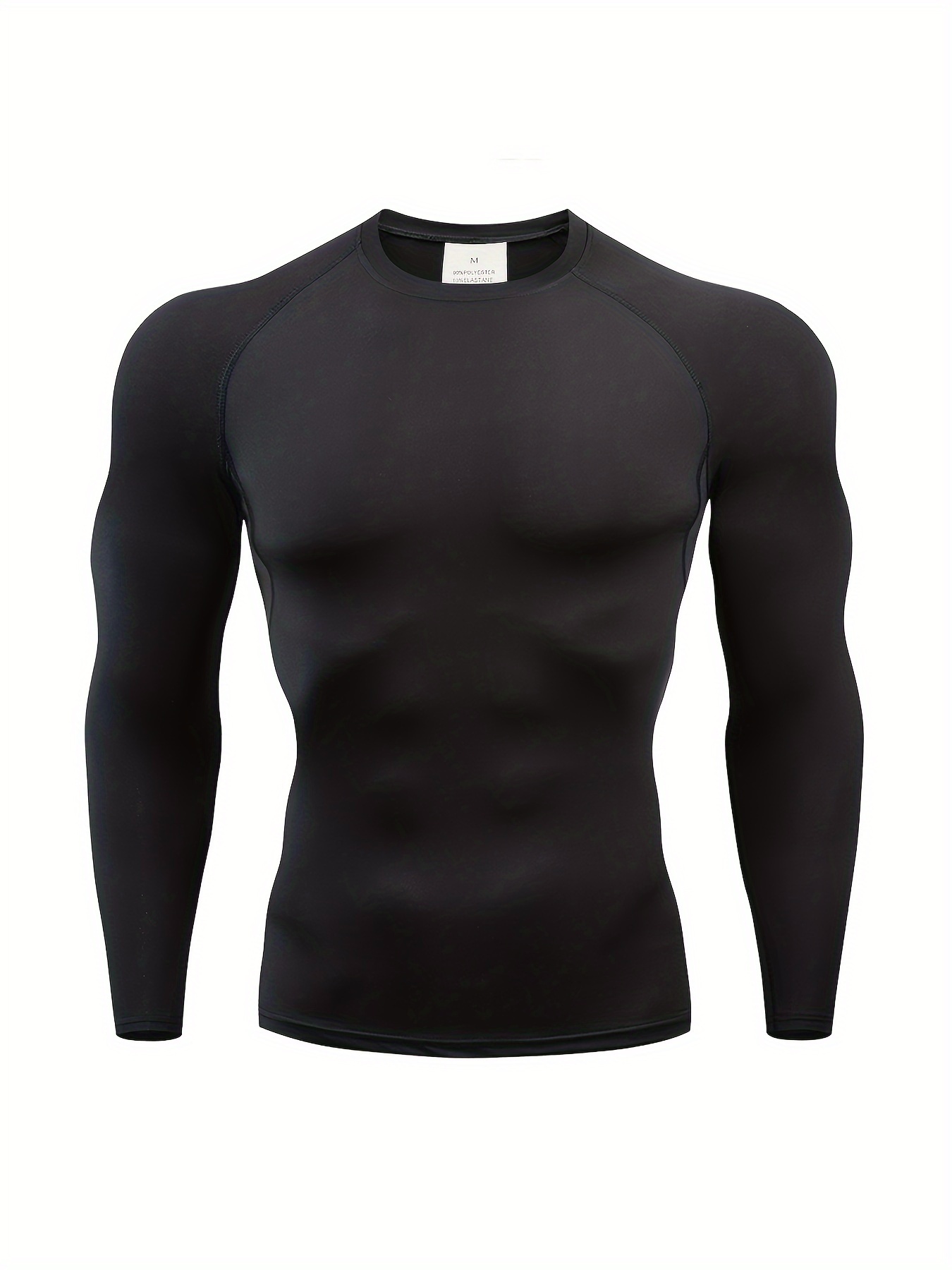Solid Compression Shirts Men Long Sleeve Athletic Moisture - Temu