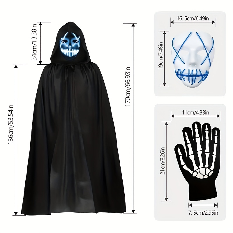 Kids' Grim Reaper Black Dress with Cape & Leggings Halloween