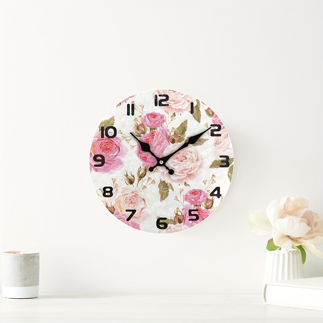 1 Reloj Bicicleta Rosa Reloj Pared Flores Día Madre Relojes - Temu Mexico