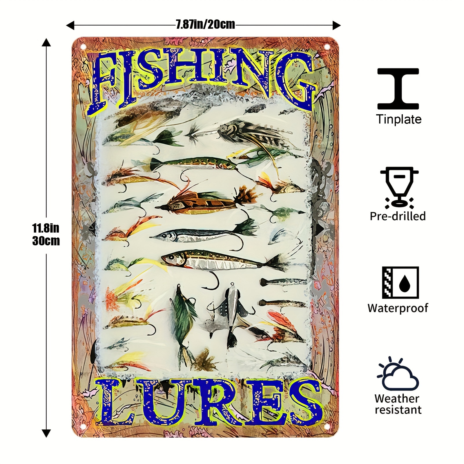 Vintage Fishing Lure Poster Retro Breeds of Fish Prints Man Cave
