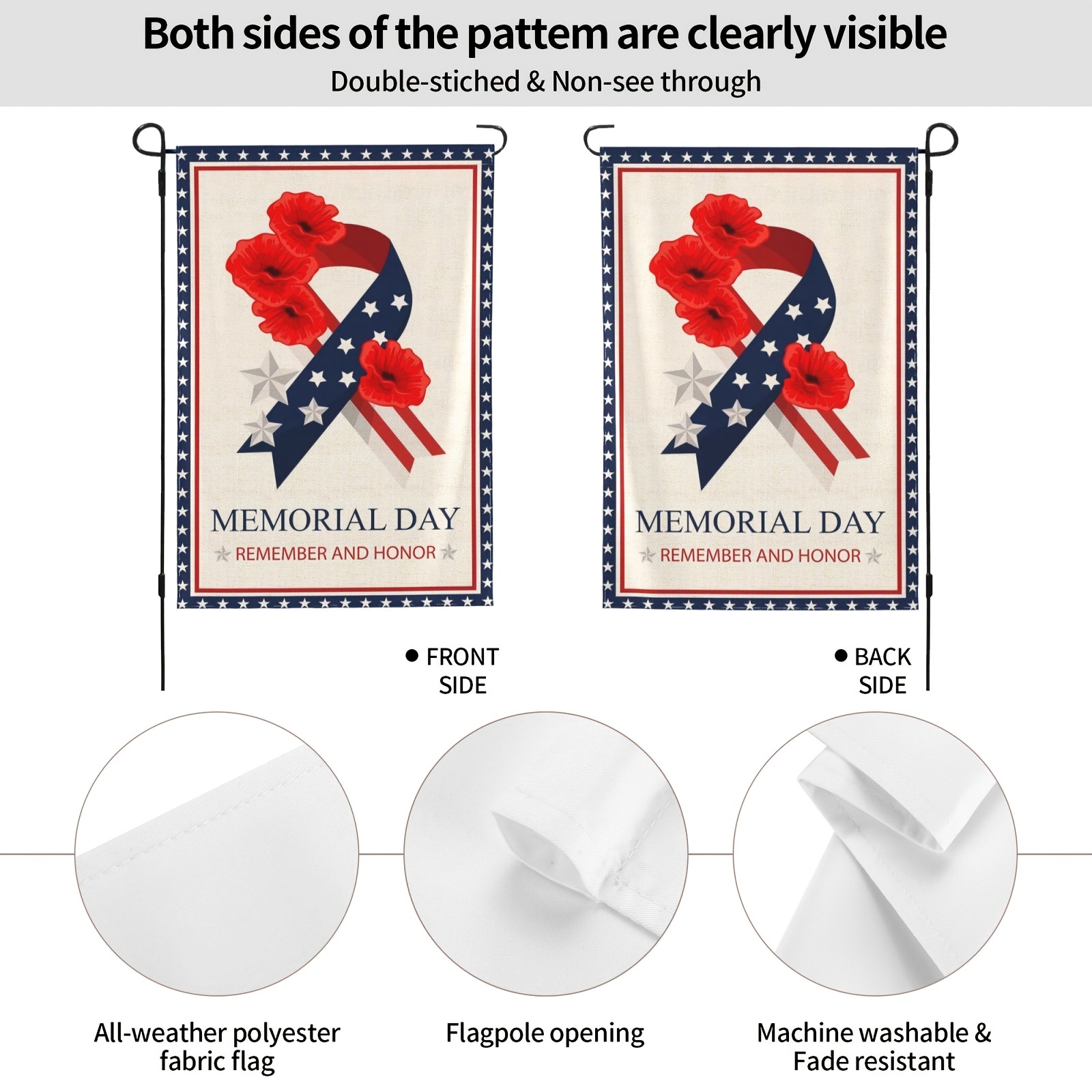  Memorial Day Garden Flag Stars and Stripes Ribbon