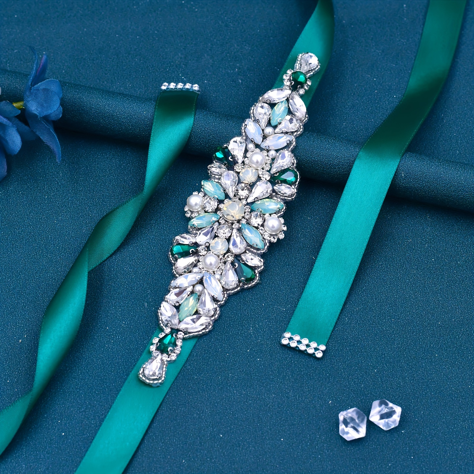 Wedding Dress Belts Green Wedding Belt Rhinestone Pearl Bridal Belt, Beaded  Wedding Dress Sash