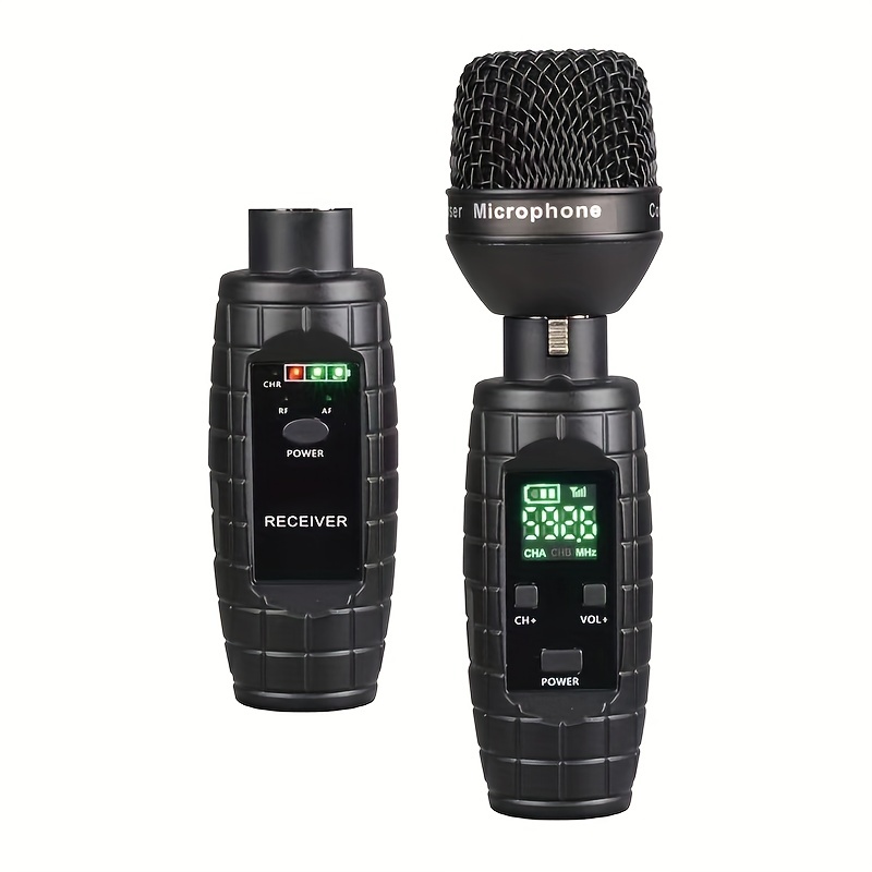 Micrófono inalámbrico, micrófono dinámico de mano recargable de metal UHF  con receptor USB, función de silencio para fiesta de karaoke, computadora