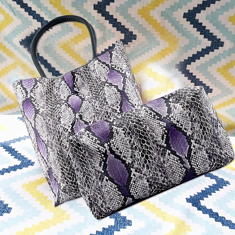 Stylish Crocodile Pattern Boston Bag, Snakeskin Pattern Handbag, Perfect  Double Handle Bag For Daily Use - Temu