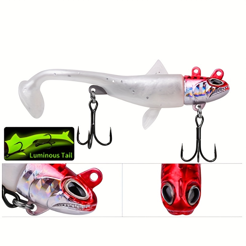 Luminous Soft Lure Treble Hooks Perfect Night Fishing - Temu