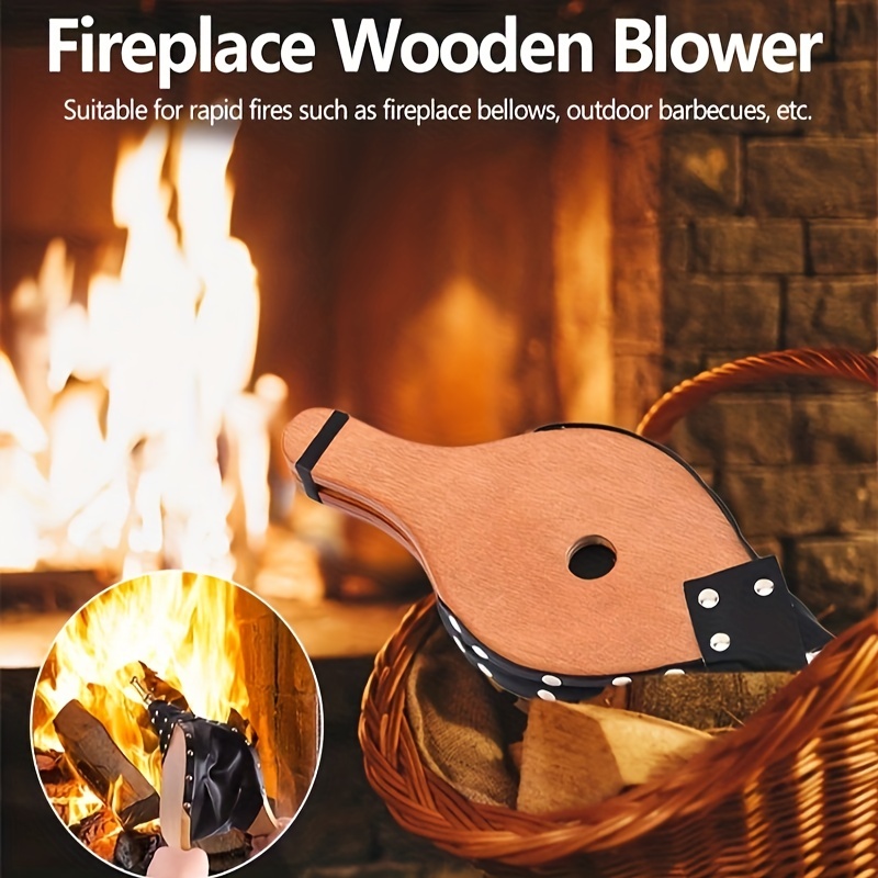 Fuelle de chimenea de madera marrón grande, soplador de aire