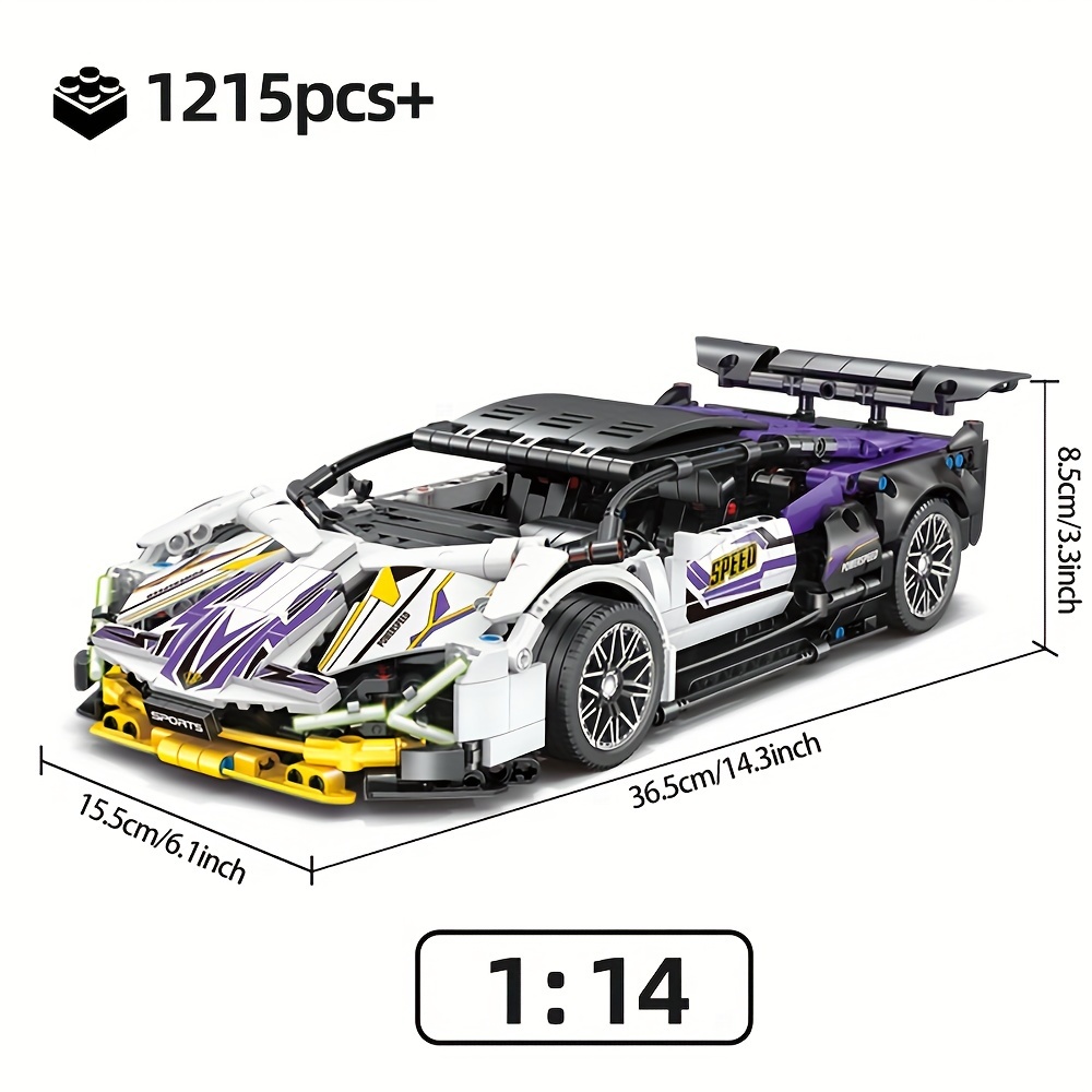 

1:14, 1215 Pieces, Building Block Cars, Supercars Shape Cool Look Purple Vehicles Educational Toys With Tech Sense Design, Gifts For Birthday, Christmas, Halloween, Thanksgiving