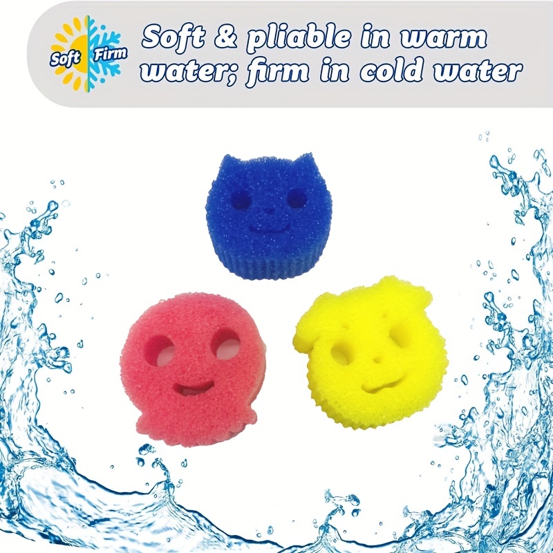 4 PCS / Set Cartoon Smiley vaisselle éponge essuyer cuisine tampon à  récurer double face, Style: frottement