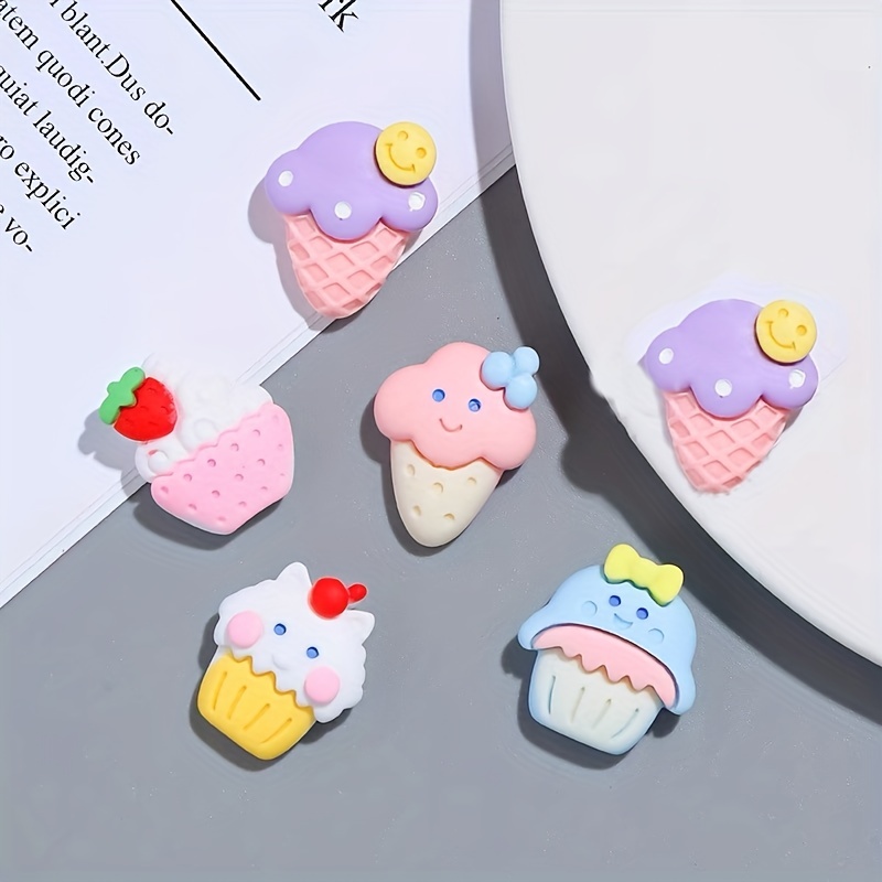 10pcs Cute Heart Bear Ice Cream Charms Pendant For Earring Jewlery Making  Findings Resin Milk Bottle