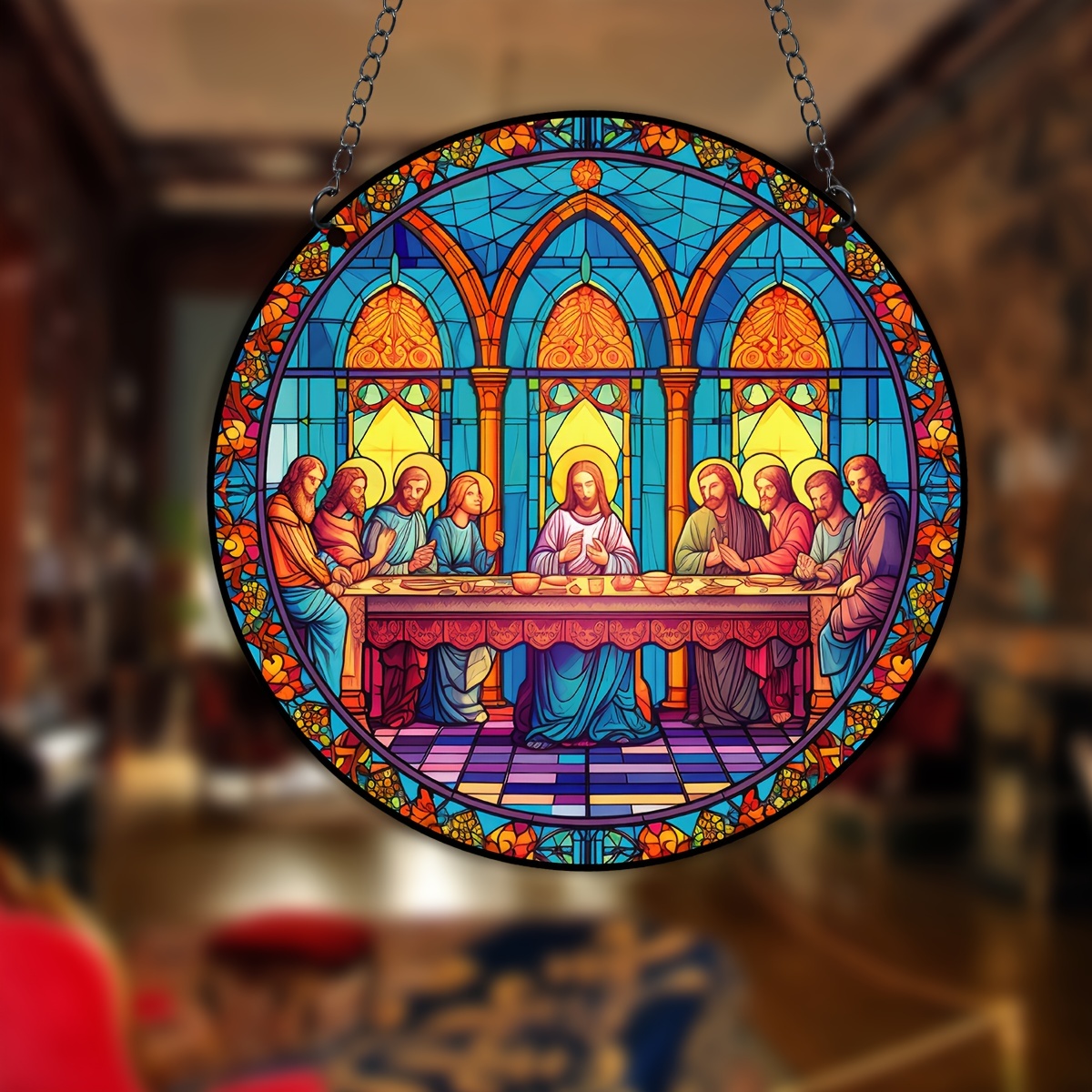 Stained Window Hanging Christian Suncatcher Holy - Temu