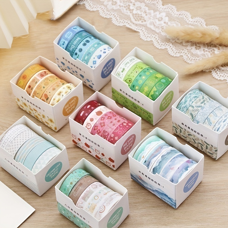 Conjunto de tiras de cinta washi estampadas de colores linda cinta