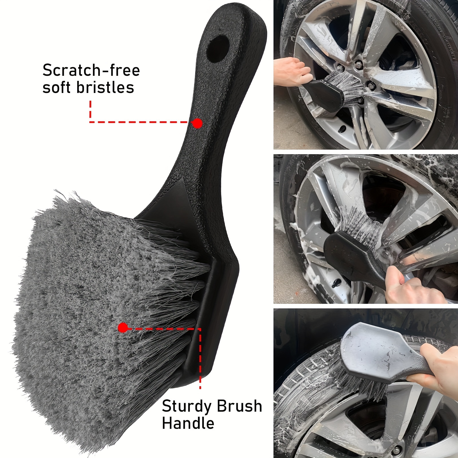 Wheel Cleaning Brushes For Rims Long Handled Soft Brush For