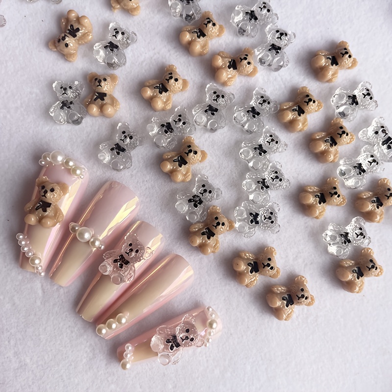 

50pcs Cartoon Bear Nail Charms, En Strass Pour Ongles, Fournitures D'art Pour Ongles Pour Femmes Et Filles, Bijoux D'art Pour Ongles