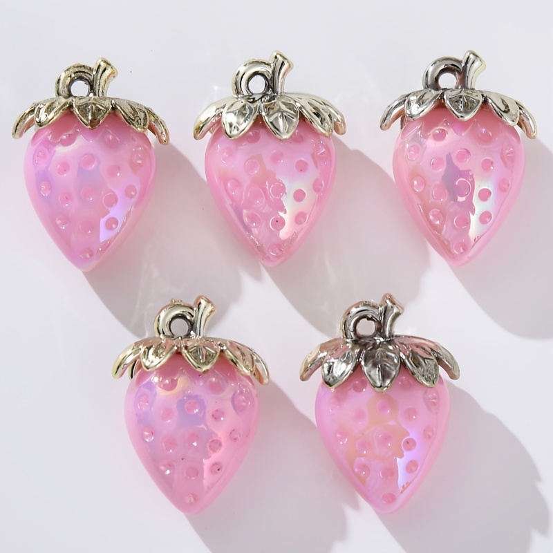 Rose Gold Strawberry Charms Fruit Charms Strawberries Charm Food Charms Necklace Bracelet Earrings DIY Jewelry Making 16mm x 10mm