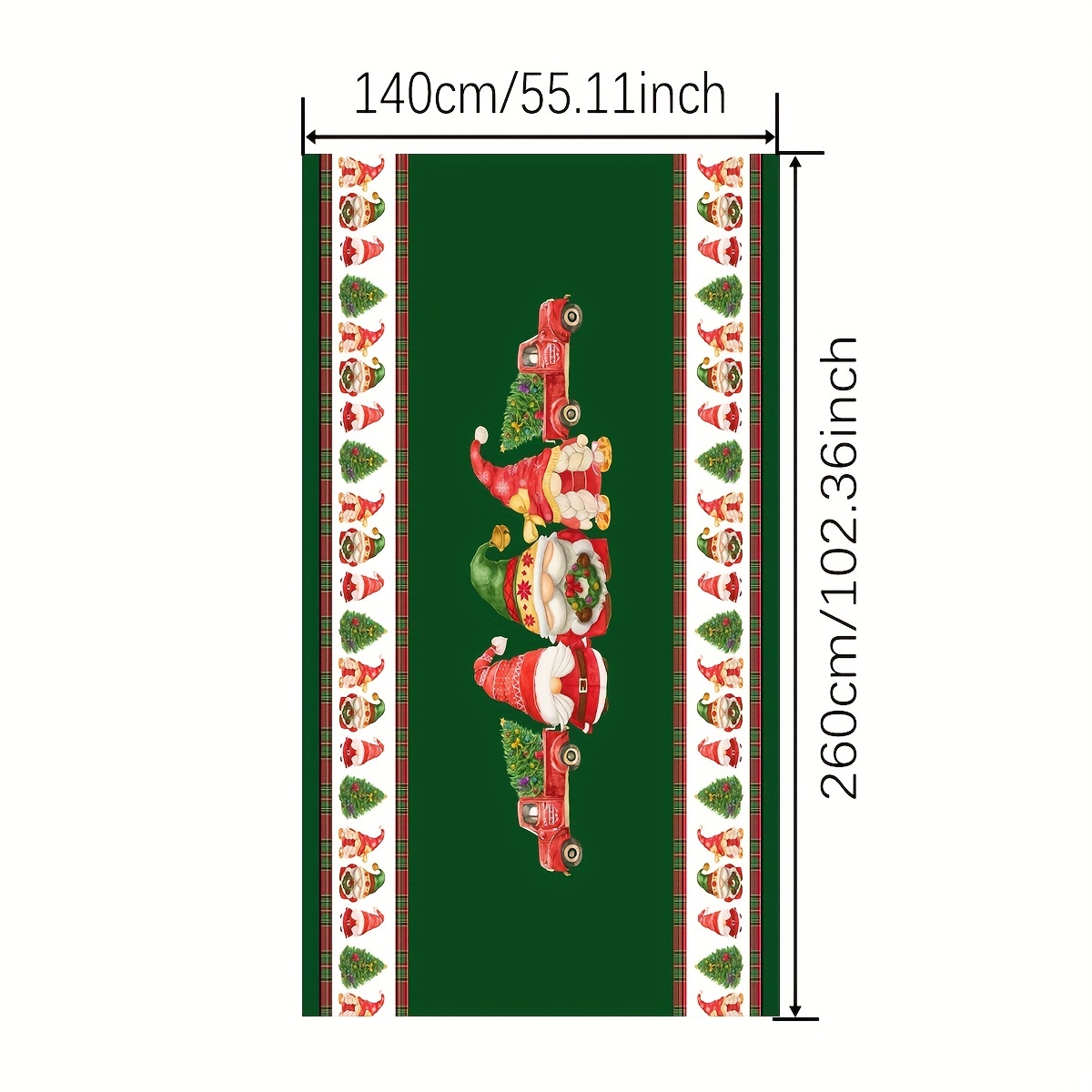 Polyester Tablecloth Merry Christmas Table Cover Truck Gnome Pattern Fab