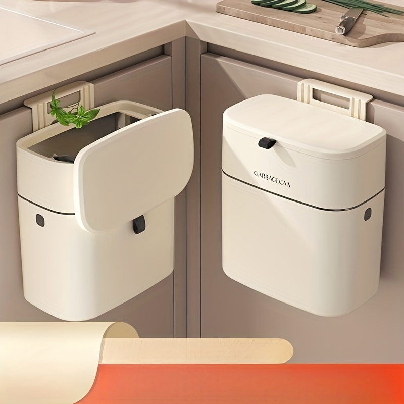 Poubelle suspendue, poubelle de toilette de salle de bains avec couvercle,  corbeille à déchets carrée à couvercle rabattable à perforation libre