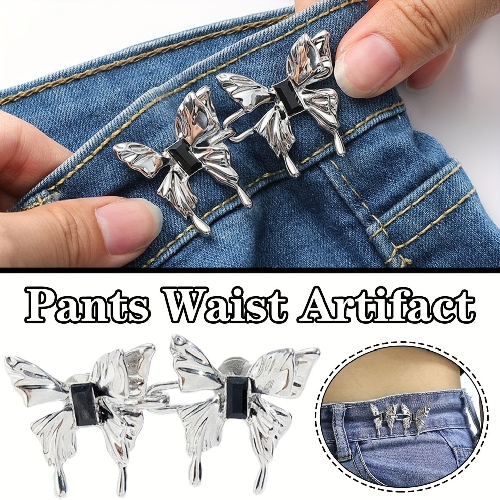 Waist Tightener Button Butterfly Adjustment Buckle Jeans Denim Pants Pins Waist  Tightening For Women Waistband Accessories