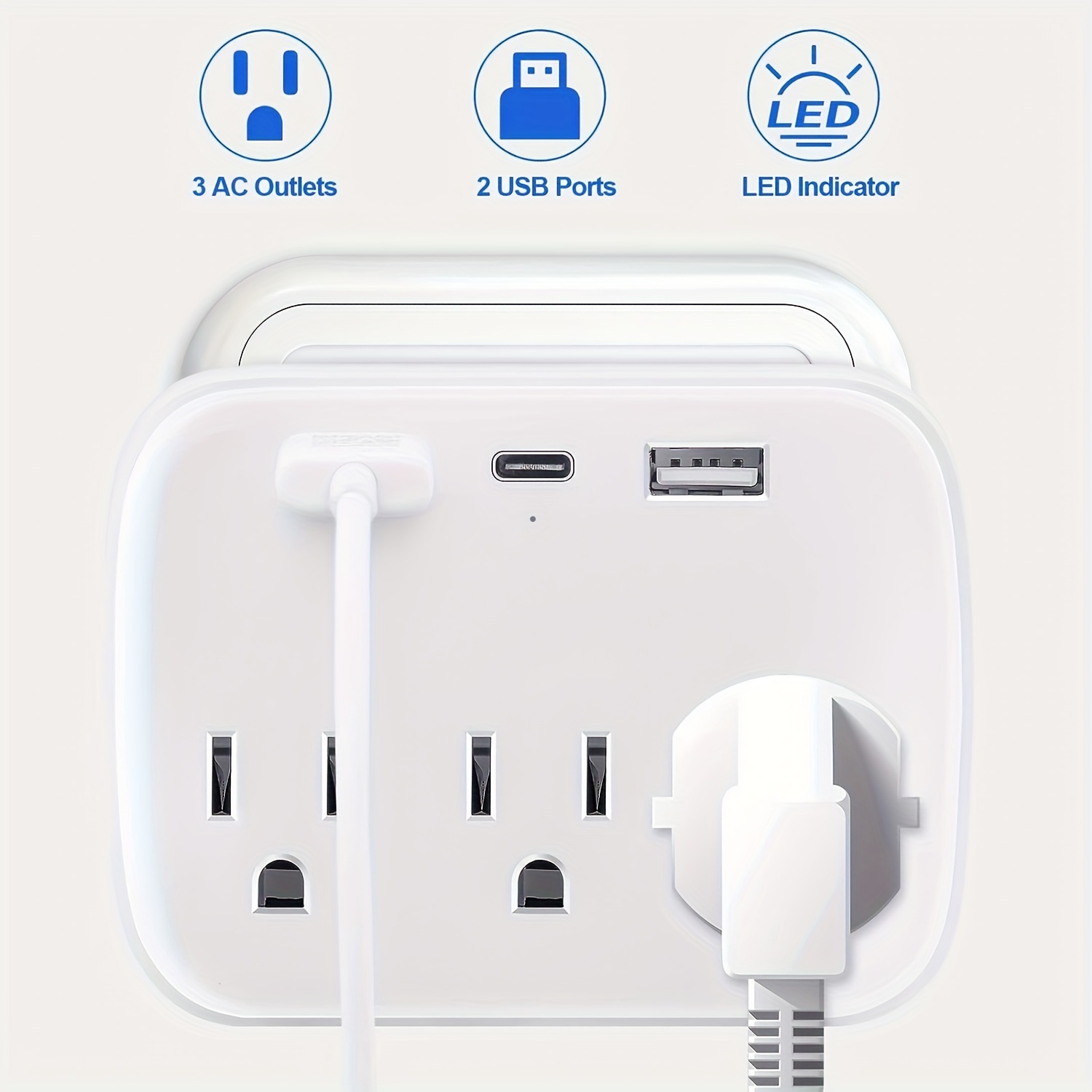 1 pza Regleta Enchufes Viajes 2 Usb 1 type c 3 Enchufes 13a - Temu Mexico