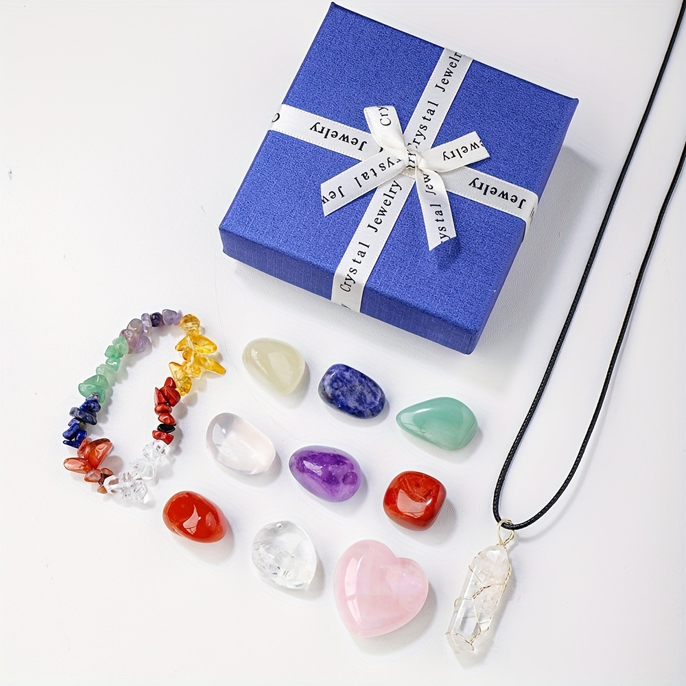 Irregular Heart Natural Crystal Stone Pendants Set