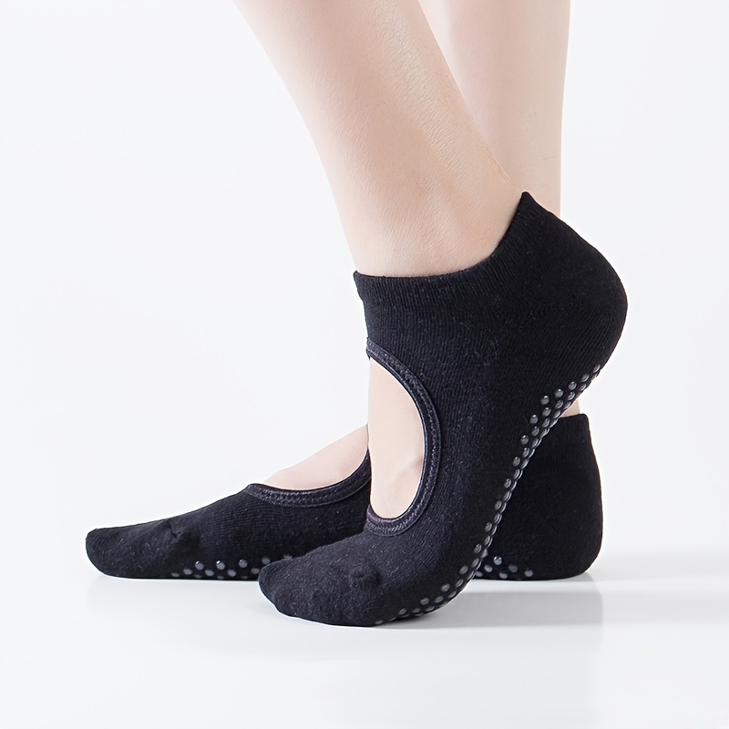 Beige Non-slip Grips & Straps Yoga Socks for Women , Ideal for Pilates,  Ballet, Dance, Barefoot Workout Fitness Wear 
