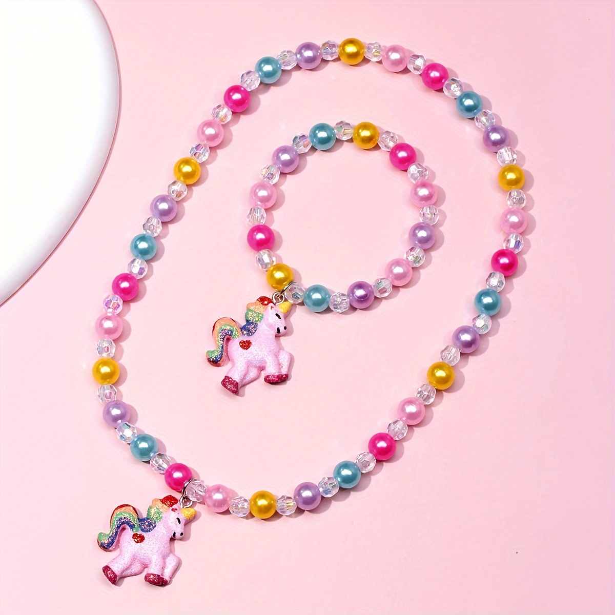 Roblue 24PCS Girls Jewelry Princess Dress Up Necklace Bracelet Set with  Colorful Unicorn Mermaid Rainbow Pendant Cute Cartoon Friendship Jewelry  Set