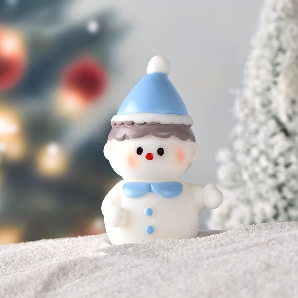 10pcs Mini Snowman Figurines Christmas Scene Resin Tiny Snowman Decoration