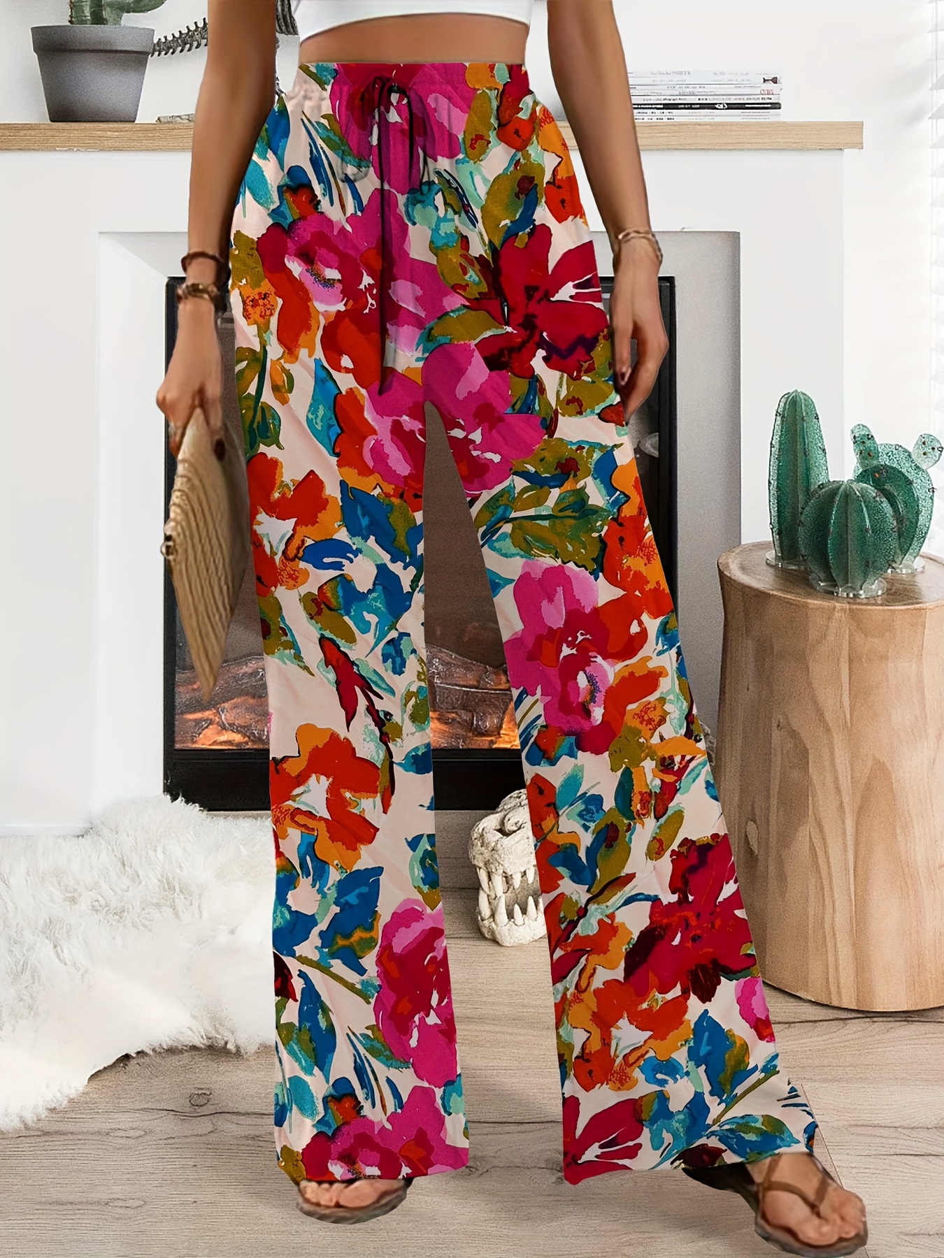 Pantalón estampado floral - Mujer