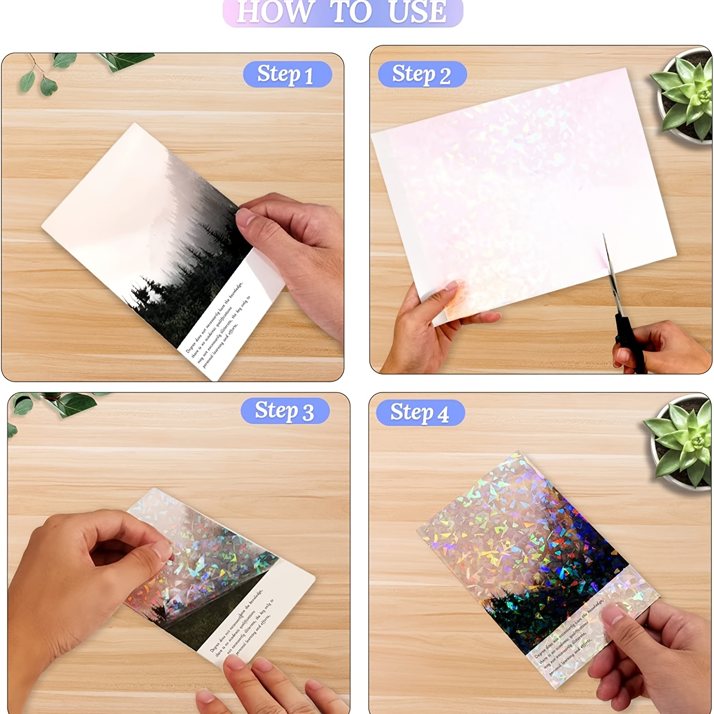 36 Sheets Vinyl Printable Sticker Paper A4 Size (8.25 x 11.7) Glossy  Holographic Sticker Paper Self-Adhesive Waterproof Dries Quickly For