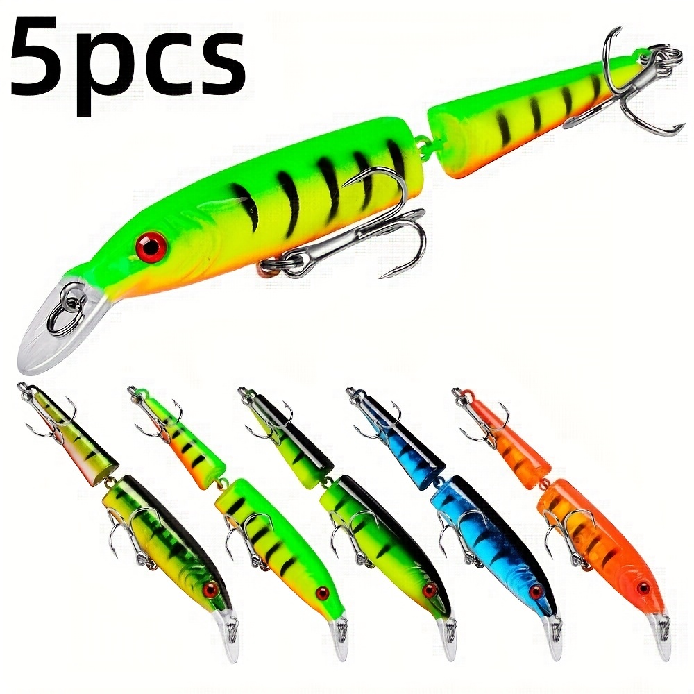 5pcs Jointed Pike Fishing Lures - Multi-Sectioned 4.13in/9.2g Crankbait  Minnow for Carp Tackle - Realistic Wobbling Action