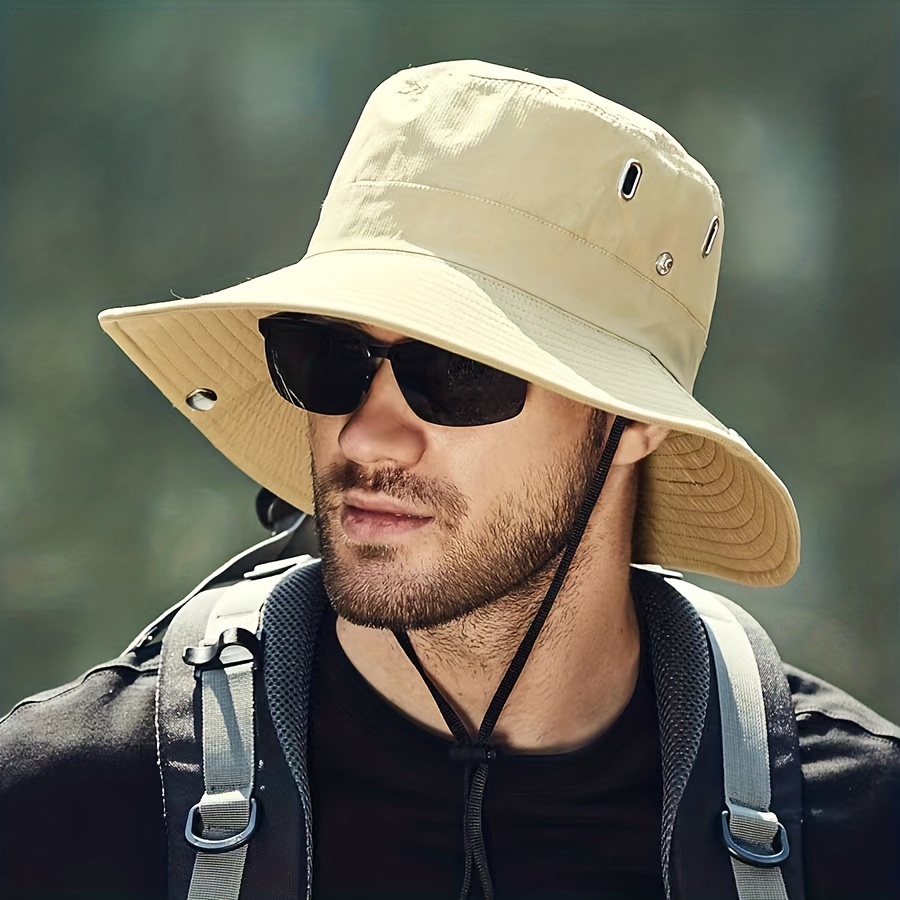 Sombrero de paja de ala ancha para hombre, sombrero de sol de playa de  verano para hombre, UPF50+, sombreros de paja protegidos para hombre