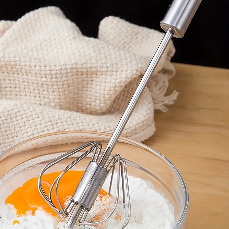 Semi Automatic Whisk Stainless Steel Egg Beater Hand Push Rotary