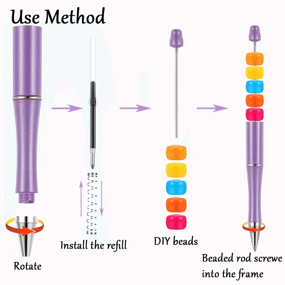 20pcs Diy Beaded Pens Rotating Plastic Beaded Ballpoint Pen Shaft