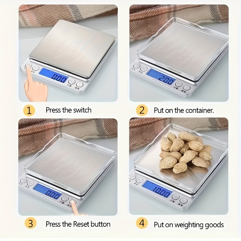 Balances de Cuisine Precision, 0,01g-500g, Mini Balances Alimentaire  Multifonctionnelles avec Affichage Led et Fonction