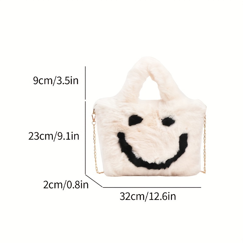 Men's Cute Bag, New Plush Smiling Face Portable Plush Bag, Luxury Chain  Crossbody Versatile Bag - Temu