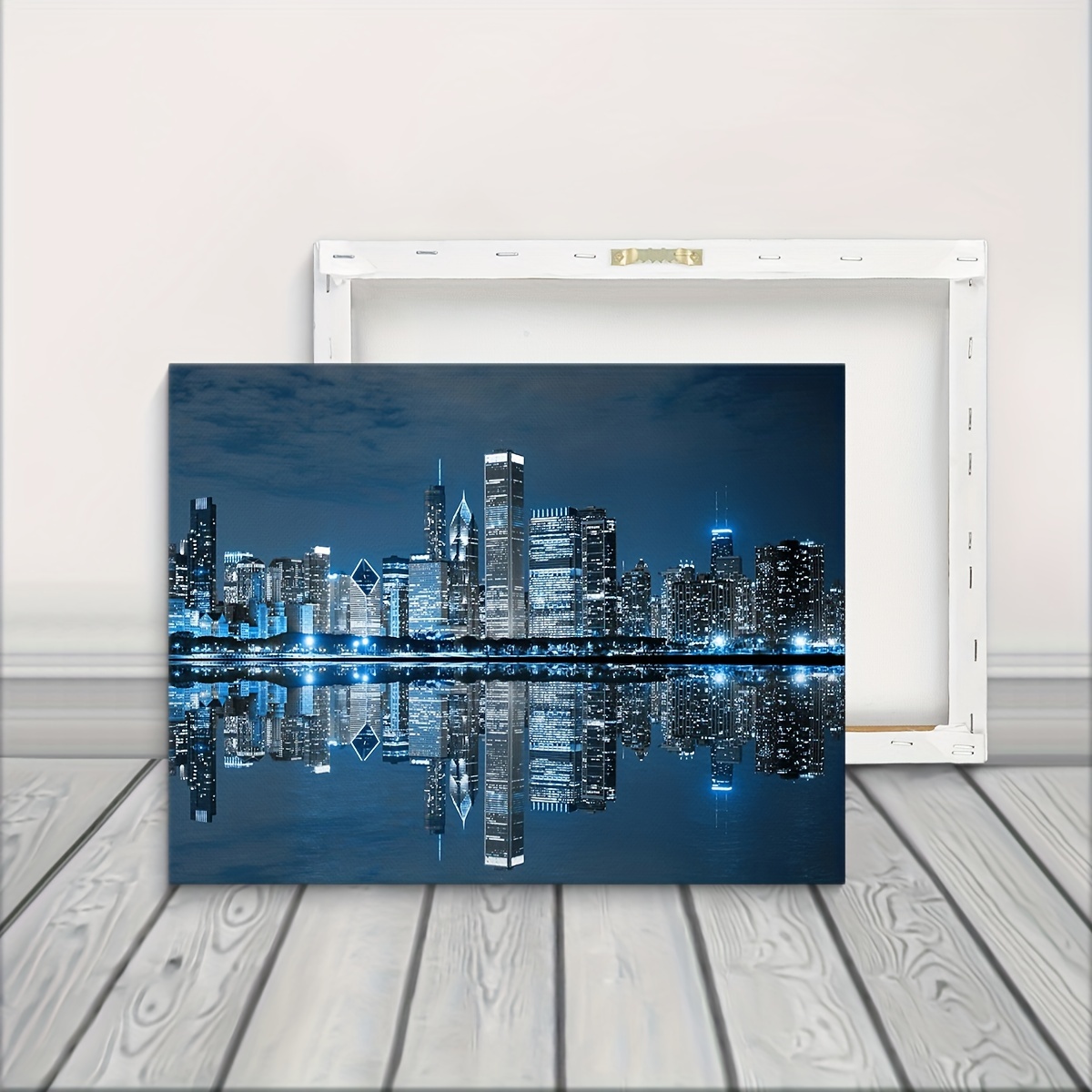 Las Vegas Skyline Wall Art for Living Room Decor Canvas Painting Print NY  City Sign Yellow Light Black and White Cityscape Panorama Modern Building