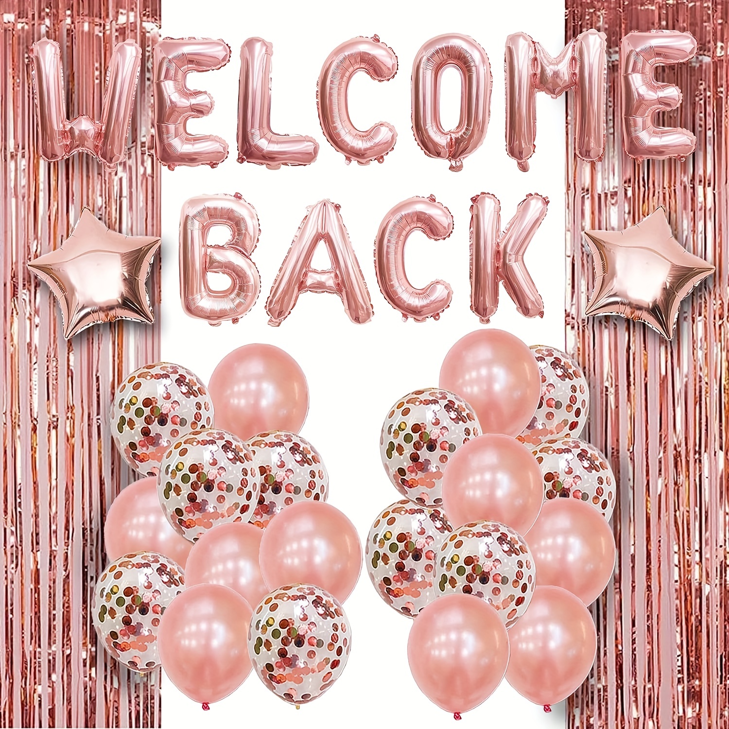 33 Pezzi, 16 Pollici Rose Golden Welcome Back Letter Balloon Party  Decoration Set Decoration Office Welcome