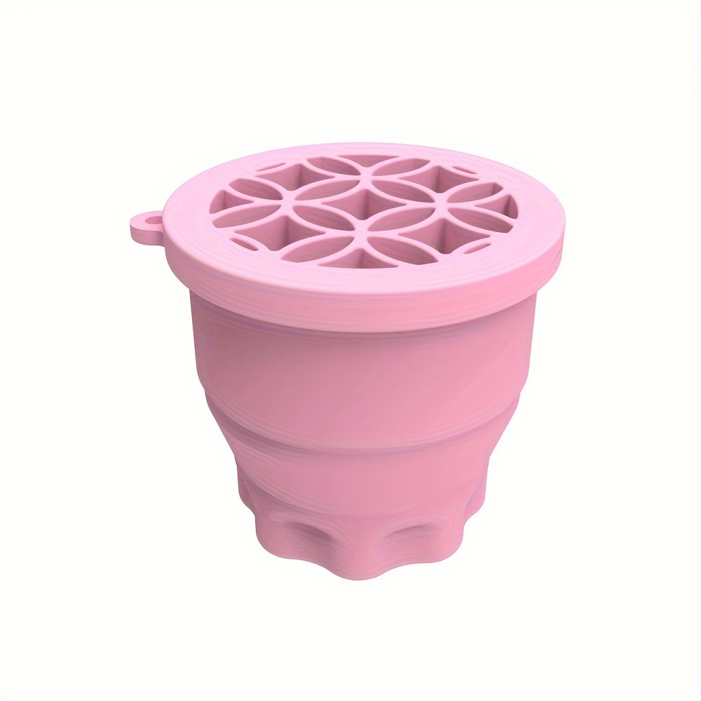 Silicone Collapsible Bowl For Cleaning For Makeup Brushes, Complete With A Drying Rack - Accessory For Maintaining Your Brushes