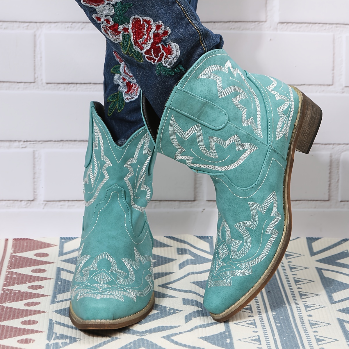 Women Western Boots Low Heel - Temu
