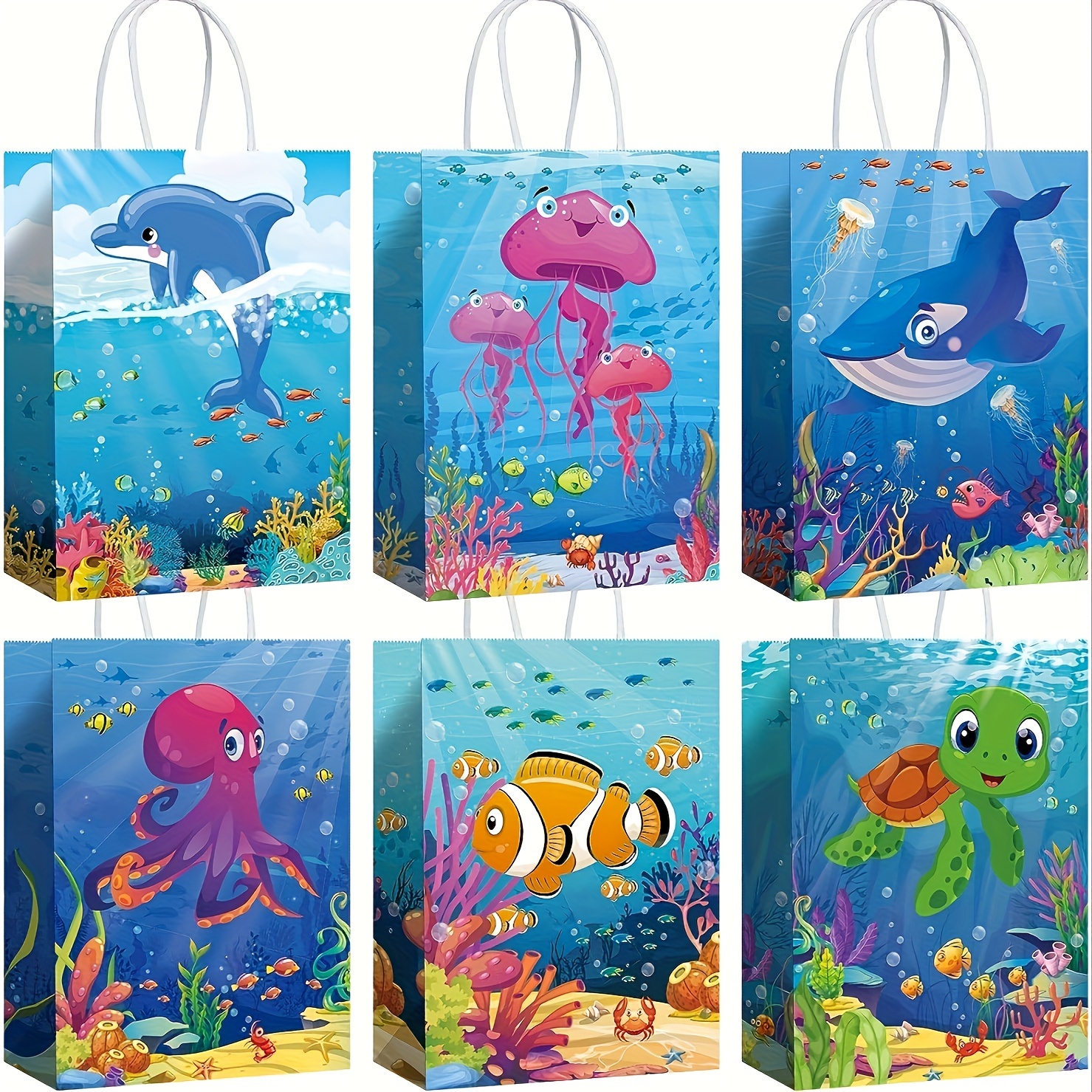 Sea Animals Party Supplies Bags Gift Bags Paper Sea Life - Temu