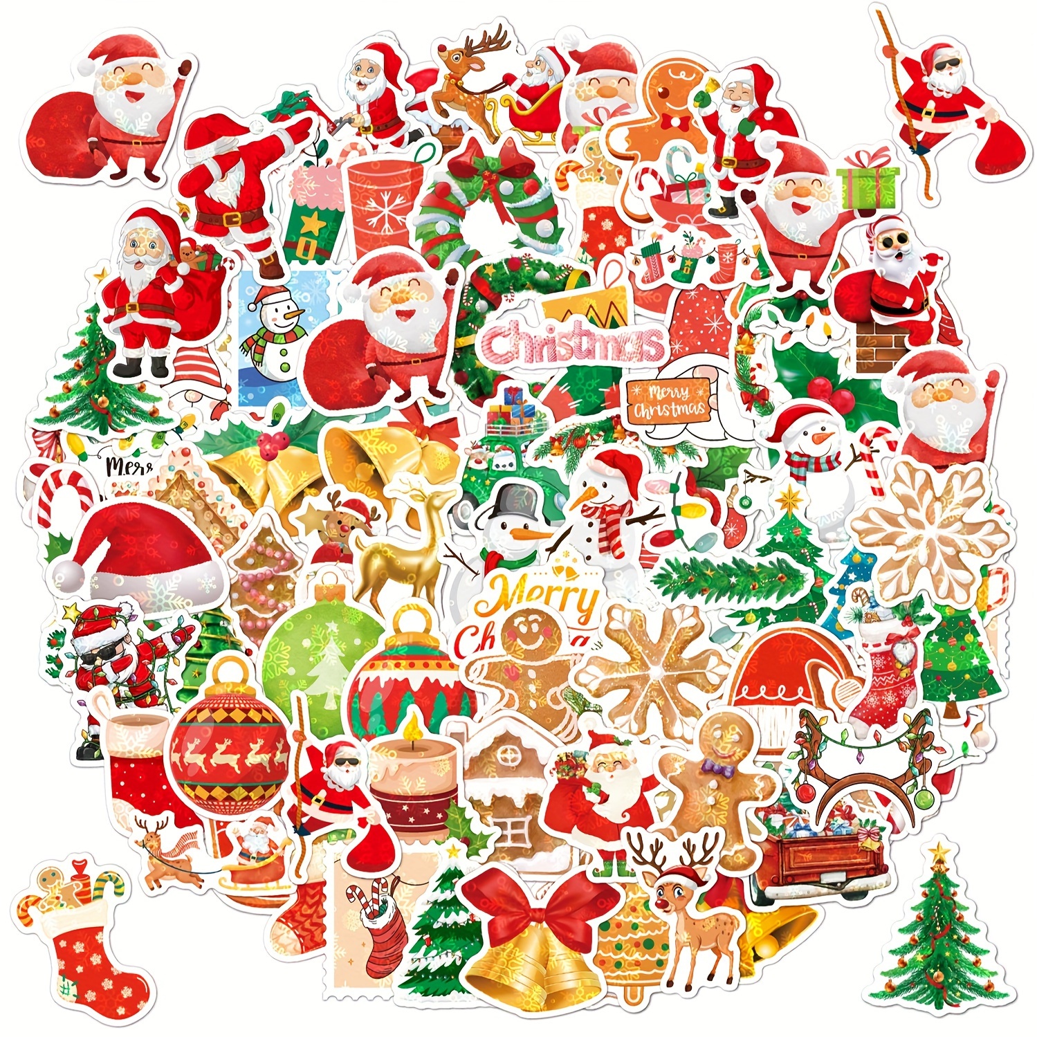 Holographic shiny stickers cartoon christmas stickers for kids