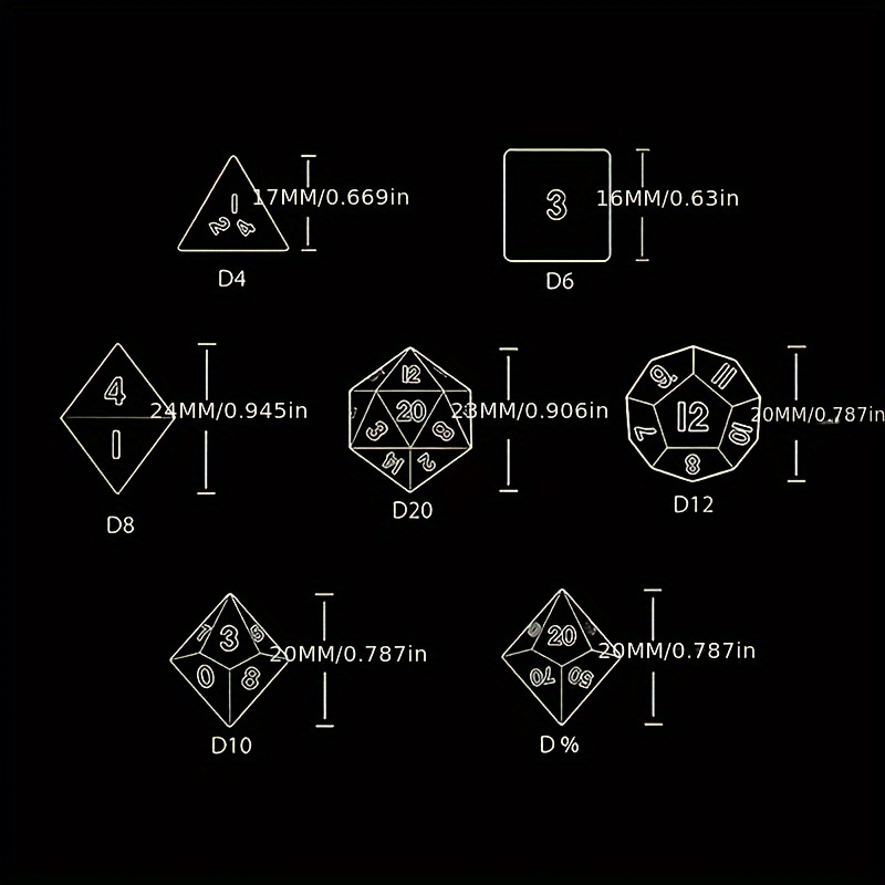7-Piece Flash Dice Set for RPG COC Tabletop Games