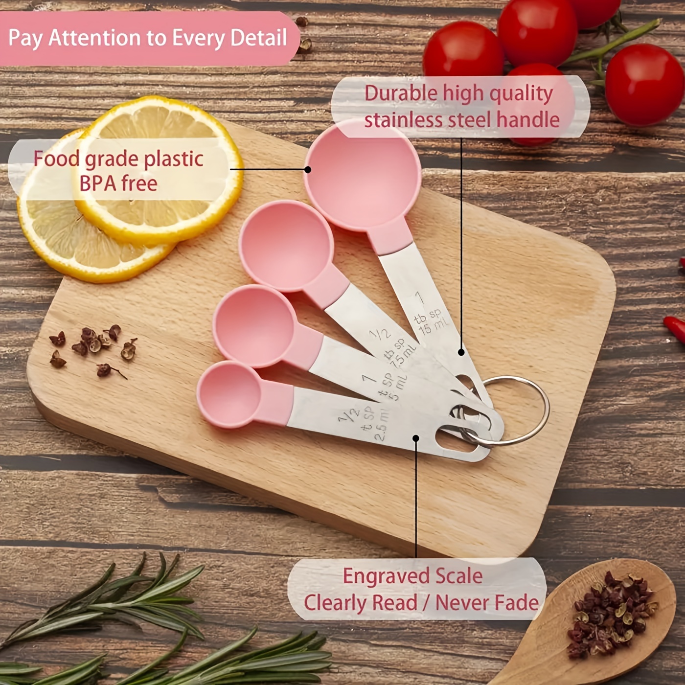 Measuring Spoon, Baking Tools Stainless Steel Measuring Spoon Cuillere  Doseuse Gramme for Home