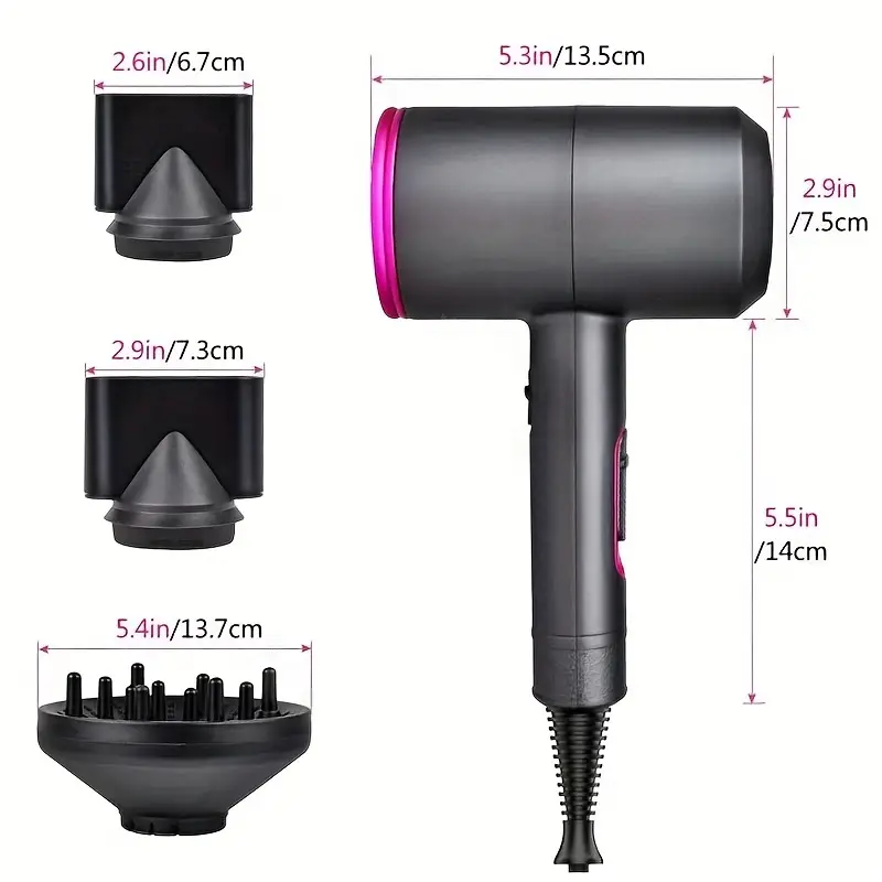 professional ionic salon hair dryer slopehill powerful 1800w fast dry low noise blow dryer with 2 concentrator nozzle 1 diffuser attachments for home salon travel details 0