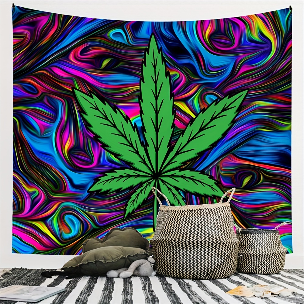 Trippy Weed Tapestry Psychedelic Marijuana Leaf Wall Hanging For Living  Room