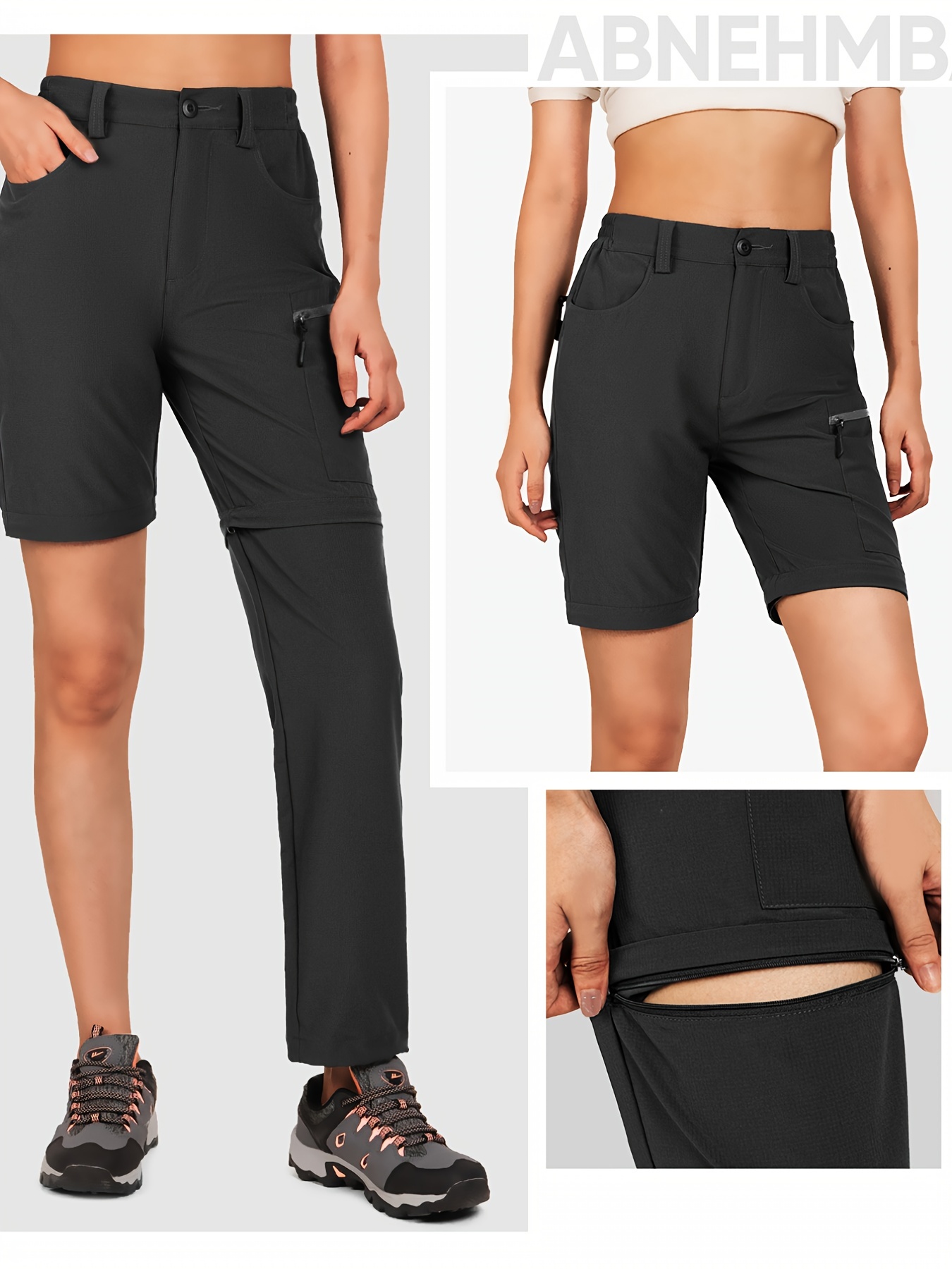 Eastern Mountain Sports Convertible Pants Women’s 4 Gray Hiking Walking  Shorts